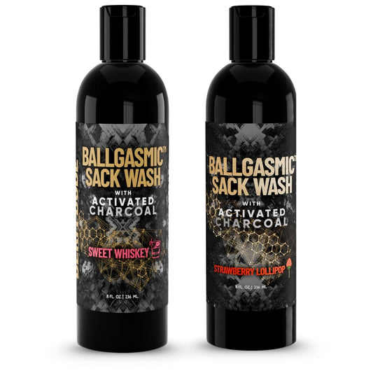 Derm Dude BallGasmic Ball Wash for Men - Charcoal Anti-Chafing Body Wash | Sweet Whiskey & Strawberry - 2 x 8oz