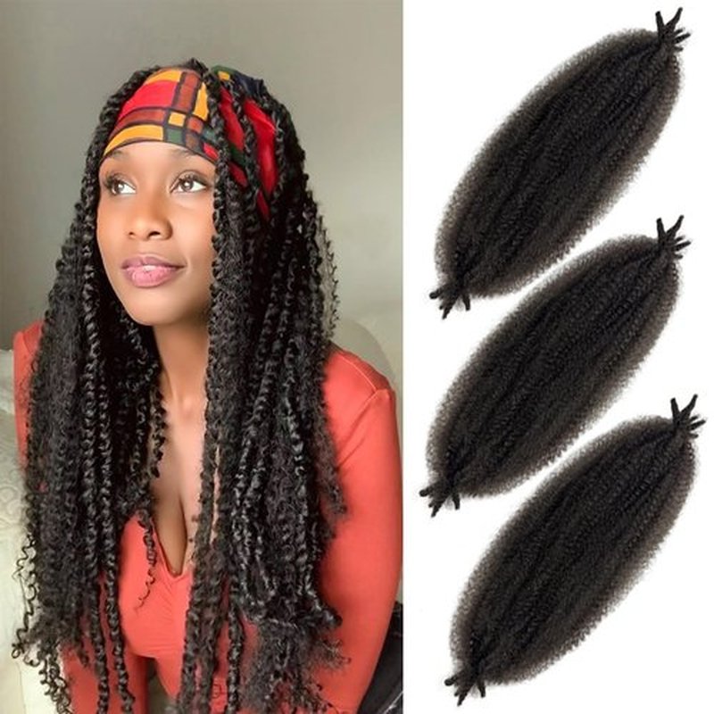 18 Inch Wrapping Hair for Soft Locs, Cuban Twist Hair 3 Packs Pre-Separated Springy Afro Twist Hair Extension for Women Kids, Kinky Afro Twist Crochet Hair Spring Twist Hair (3Packs, 4#)