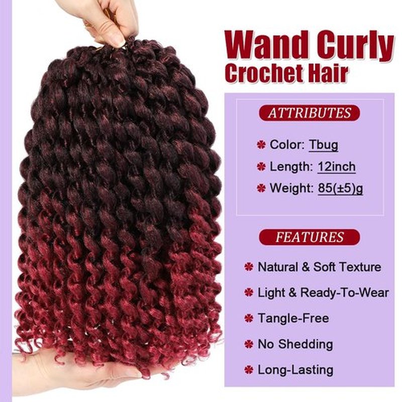 GetMaige Jamaican Bounce Crochet Hair For Black Women 4packs 72 Roots Natural Black Jumpy Wand Curls Crochet Hair Short Pre Looped Curly Crochet Hair(12inch (pack of 4), T/bug)