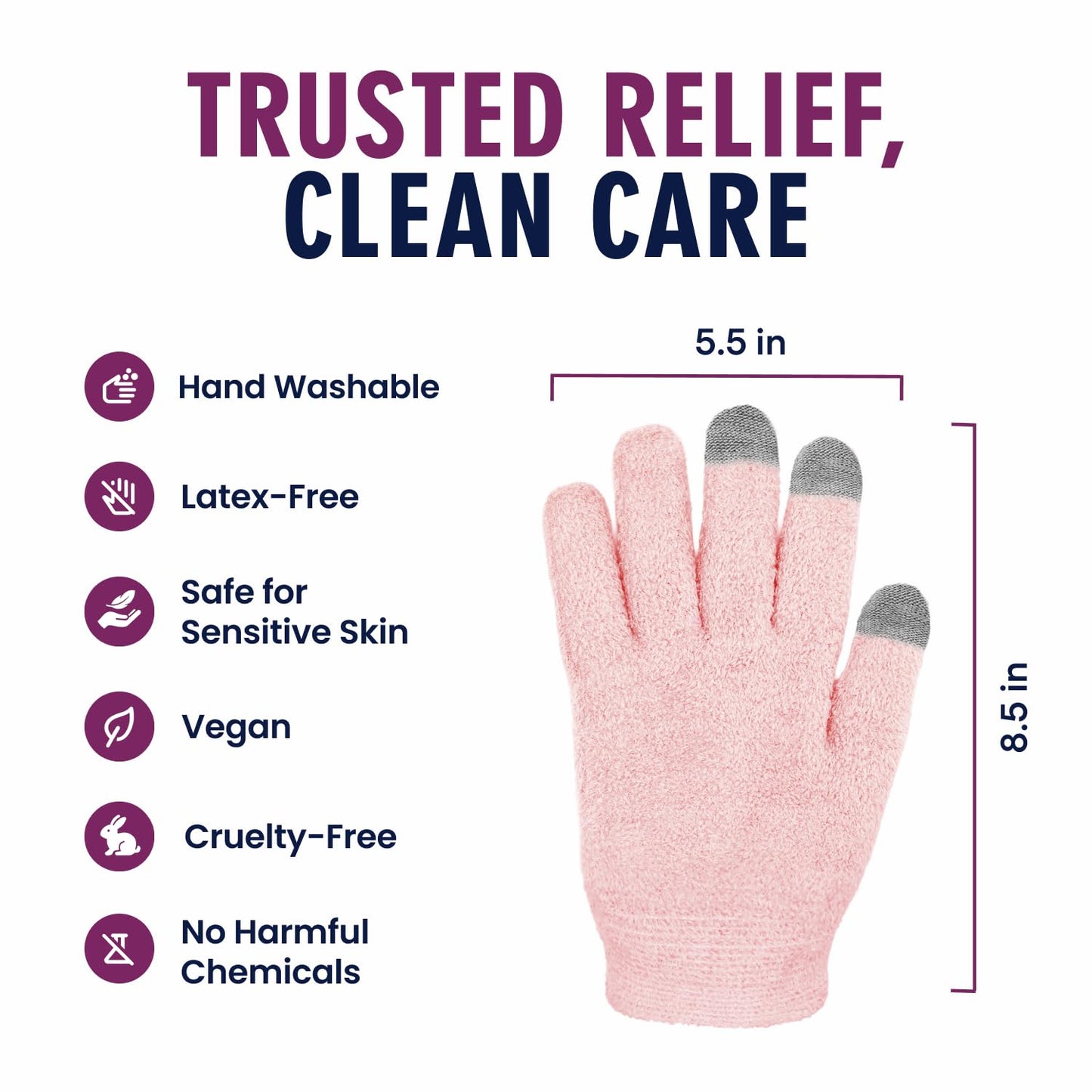 Dr. Frederick’s Original Moisturizing Gel Gloves – Deep Moisturizing and Fast Relief for Dry Hands – Touchscreen-Friendly – Mango Butter, Shea Butter, Jojoba, & Coconut Oil - Plush Pink