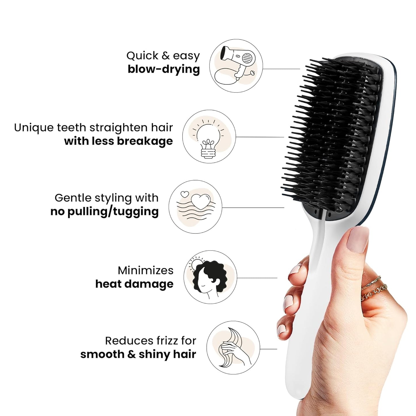 Tangle Teezer Blow Styling Smoothing Hairbrush Tool, Gentle and Fast Drying for Medium & Long Hair, Half Size