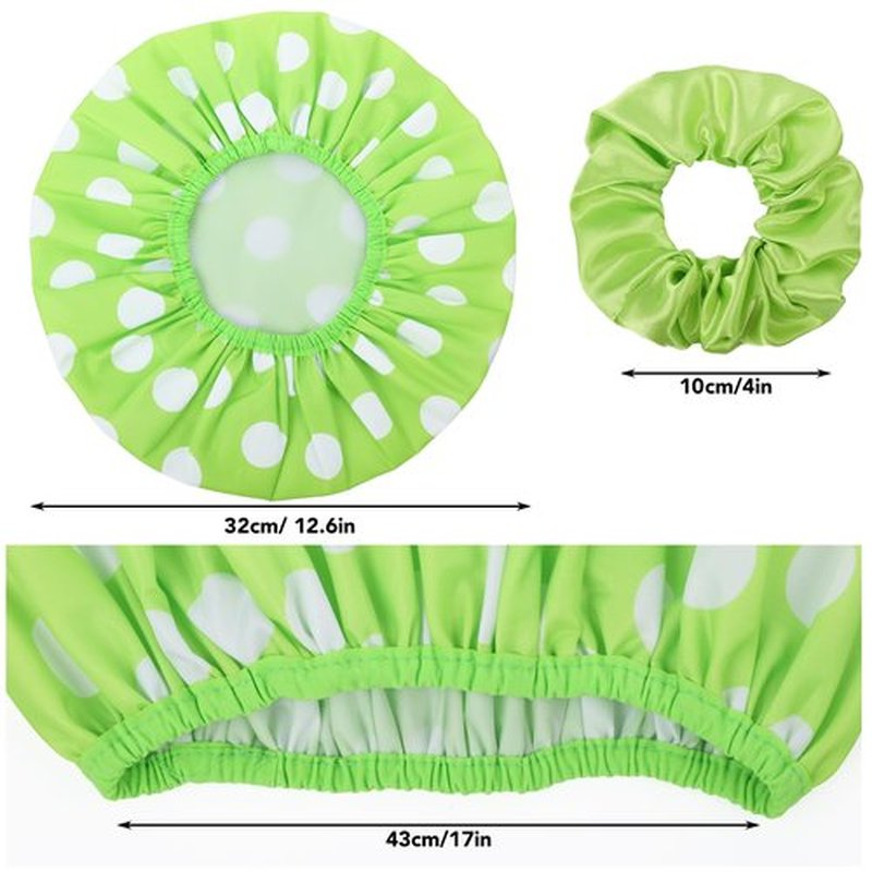 2 Sets Large Shower Caps for Women, Waterproof Shower Cap Double Layers Bath Caps Stocking Stuffers for Women Long Thick Hair (Cyan/Yellow)