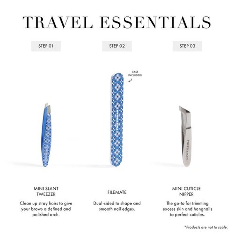 Tweezerman Lisbon Sea Mini Slant Tweezer - Tweezers for Eyebrows, Travel Tweezers for Eyebrows, Facial Hair, Ingrown Hair