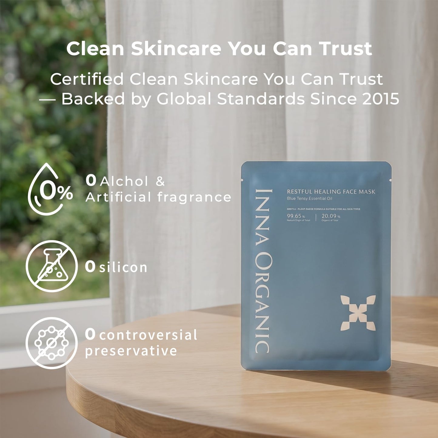 INNA ORGANIC Sheet Mask - Nexty Award Finalist, Sleep Well Glow, Overnight Renewal, Restful Healing｜EWG & COSMOS certified (Pack of 3) | Blue Tansy Essential Oils Infused Skin Care