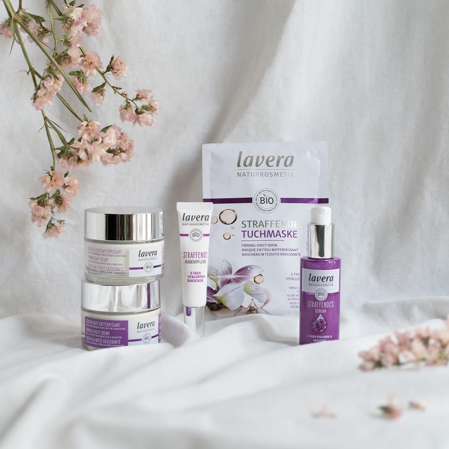 lavera Firming Night Care - Anti Aging Night Cream with Triple Hyaluron & Bakuchiol for Smooth Skin - Anti Wrinkle Face Cream - Face Moisturizer - PETA Certified - Vegan - Made in Germany - 1.7 Fl Oz