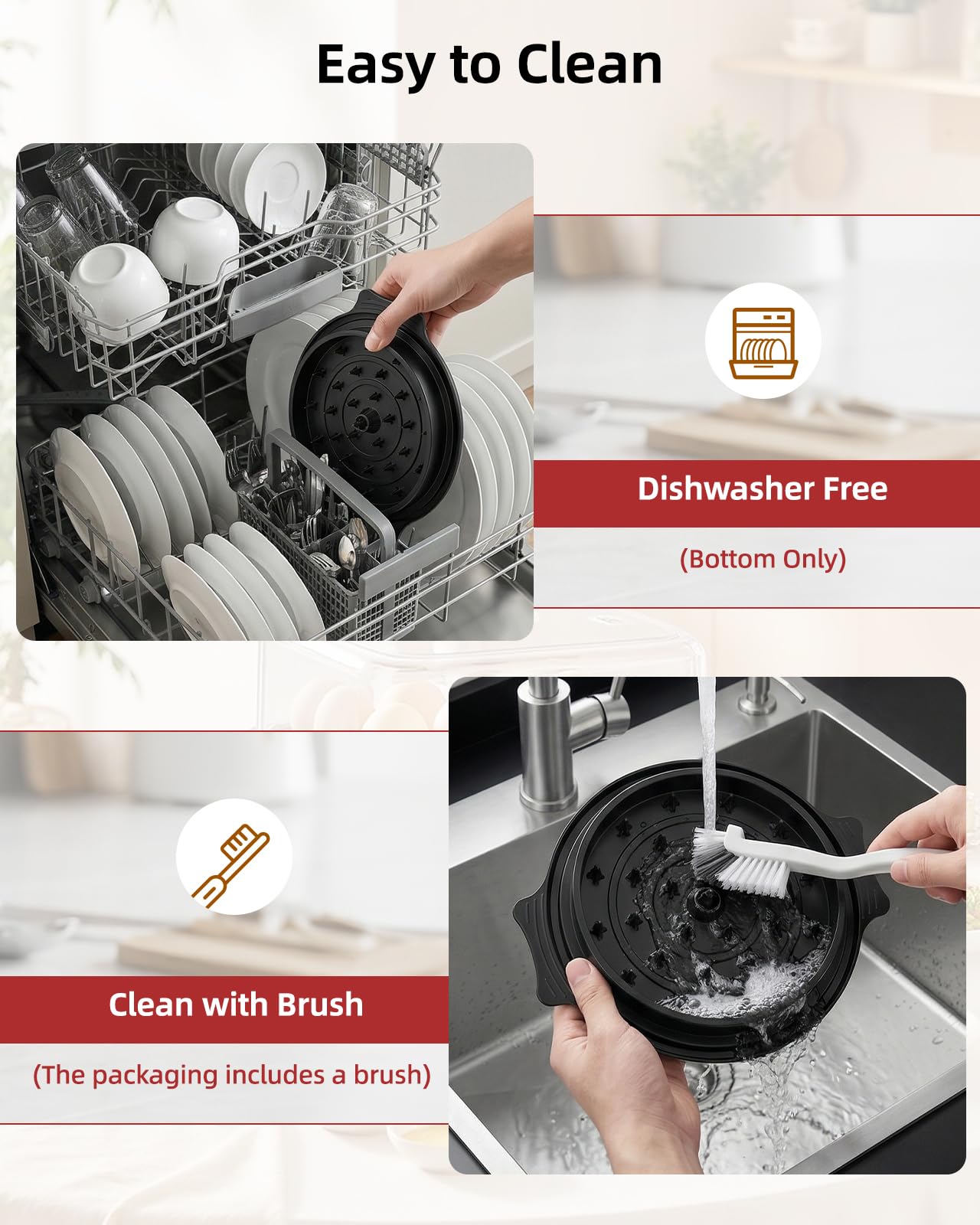10" Chicken Shredder with Tray, Large Meat Shredder Tool Twist with Brush,BPA Free Meat Grinder, Visible Chicken Shredder Machine, Strong Anti-Slip Strip, Suitable for Pork, Beef, Chicken (Black)