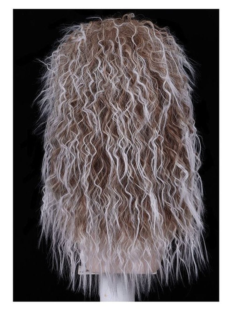FantaLook Long Cruly 80s Wig with 2 Tattoo Sleeves for Women