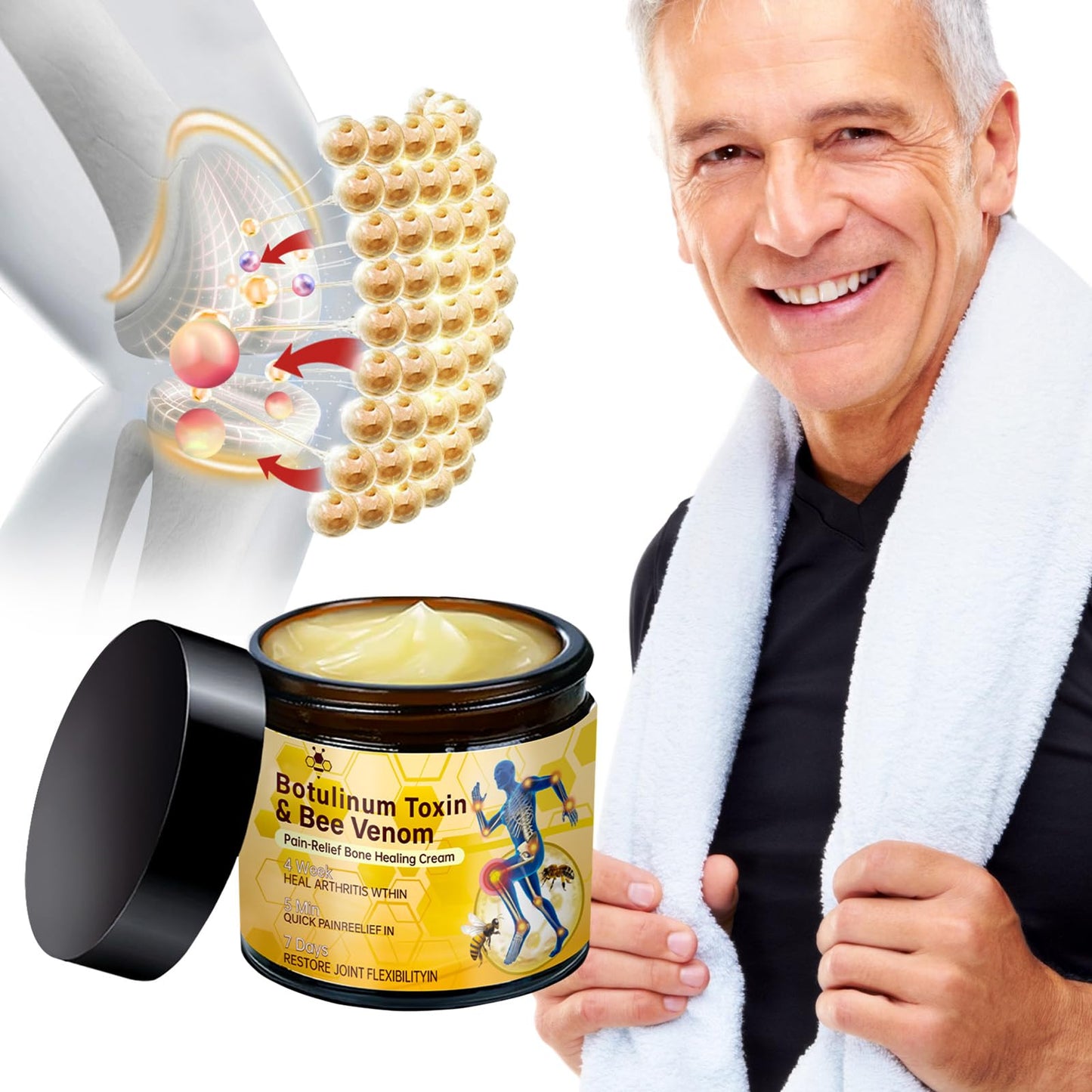 rubeonly 2Pcs Bee Venom Joint Gel Cream, Bee Venom Advanced Joint and Bone Cream, Advanced Professional New Bee Venom Professional Gel, for Back, Neck, Hands, Knee