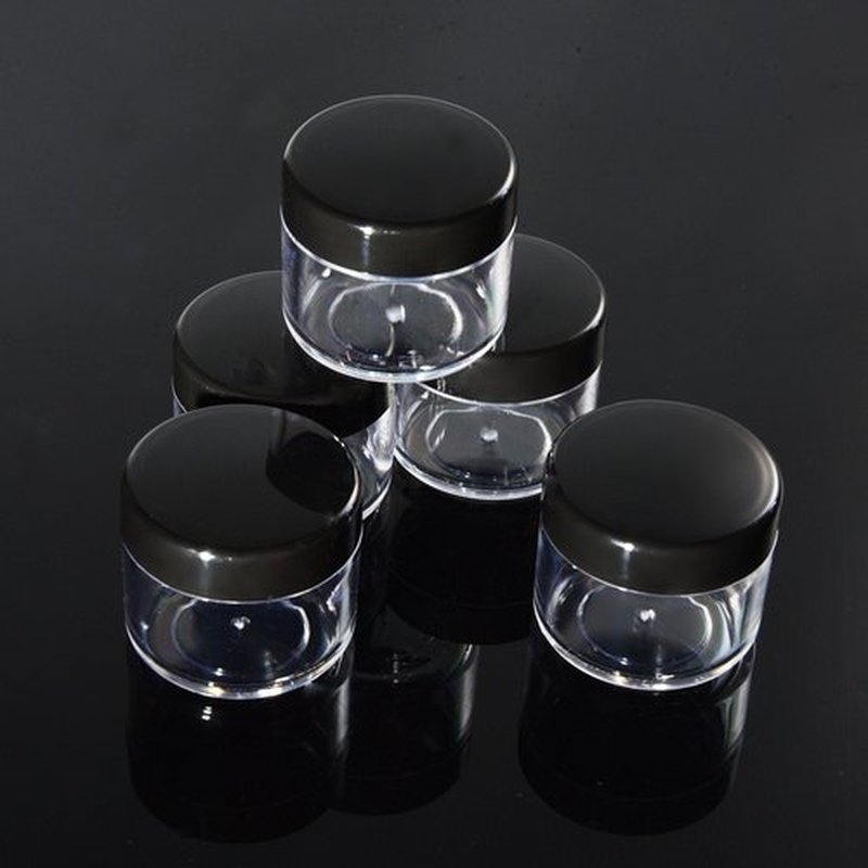 20 Pieces Round Pot Jars Plastic Cosmetic Containers Set with Lid for Liquid Creams Sample, 20 ml/ 0.7 oz (Black Lid)