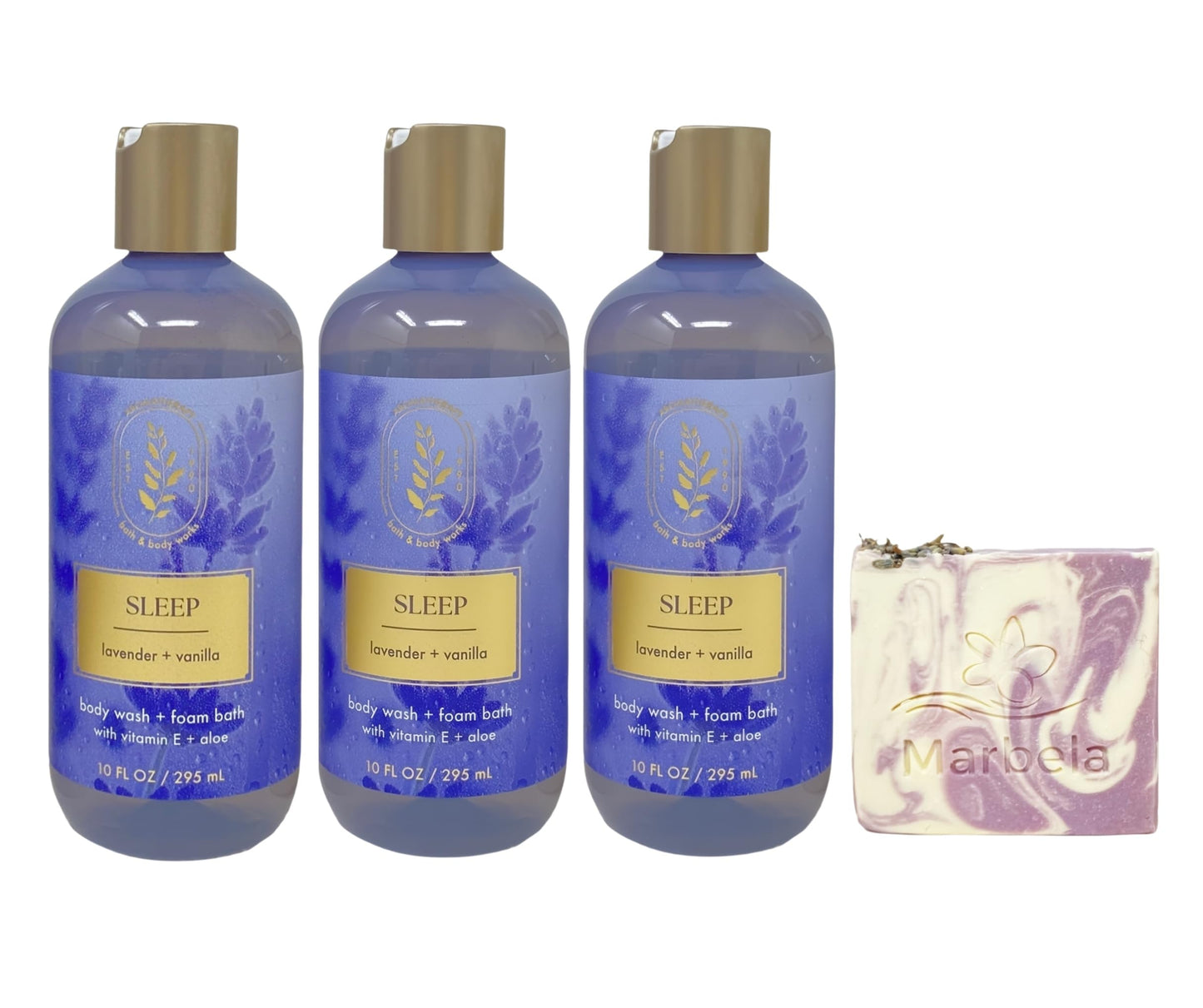 Bath & Body Works Aromatherapy Sleep Lavender + Vanilla 3 Body Wash & Foam Bath with a Lavender Dream Bar Soap