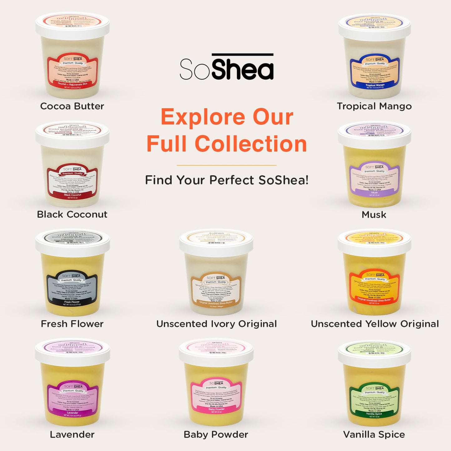 SoShea Whipped Shea Butter Vanilla Spice - Nourishes, Moisturizes & Renews | 100% African Pure Shea Butter | Cold-Pressed & Cold-Processed | No Dyes & Parabens | Vegan | 11.50oz / 326g