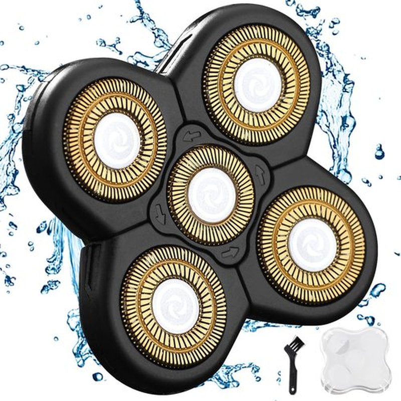 Men's Electric Shaver Replacement Heads 5D Sharp Head Shaver Replacement Heads Floating Shaver Blades for Electric Rotary Shaver (5 heads Gold)