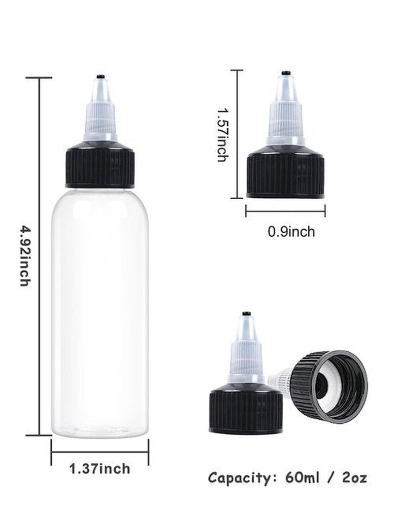 EOSAU 10 Pcs 2oz Plastic Squeeze Bottles with Twist Top Cap, 60ml Clear Dispensing Bottles, Empty Squirt Bottle for Liquids, Sauces, Arts, Crafts, Travel