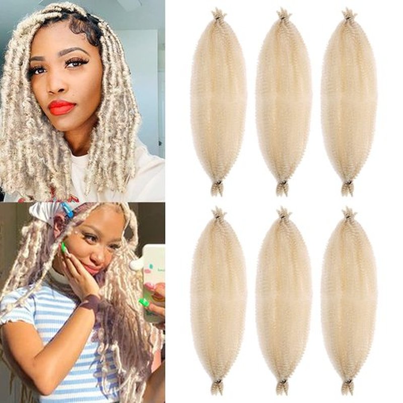 VCEOW 613 Springy Afro Twist Hair 16 inch 6 packs Pre-Separated Kinky Marley Twist Braiding Hair Soft Synthetic Crochet Wrapping Hair Extensions for Distressed Faux Locs Spring Twist