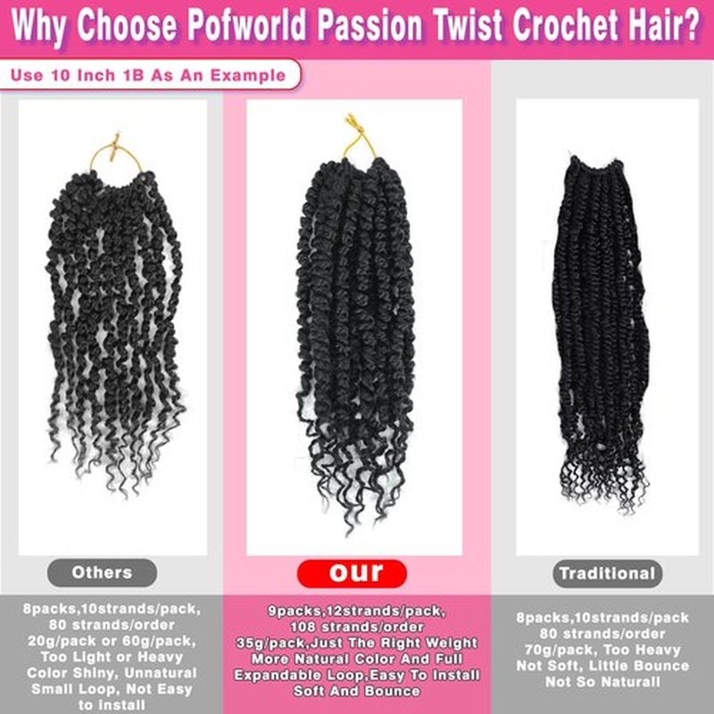 9 Packs Passion Twist Crochet Hair 10 Inch Pre-twisted Passion Twist Hair Copper Red Pre Looped Crochet Passion Twist Hair Bohemian Short Passion Twist Crochet Braids Hair for Women Girls(10Inch,350)