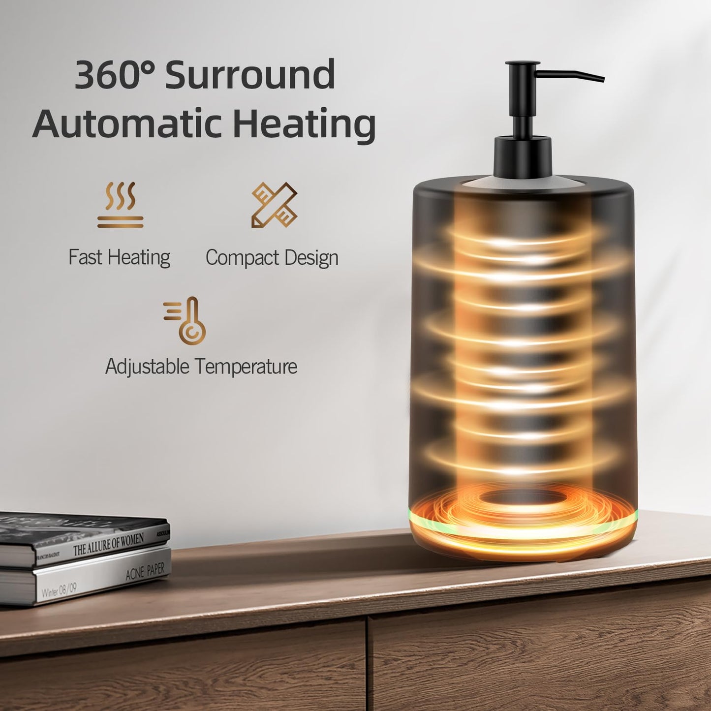 Lotion Warmer, Yofuly Portable Oil Warmer for Massage, Heated Lotion Dispenser Device with Gua Sha Roller Kit, Electric Massage Oil Digital Heater for Home and Salon Use, Black