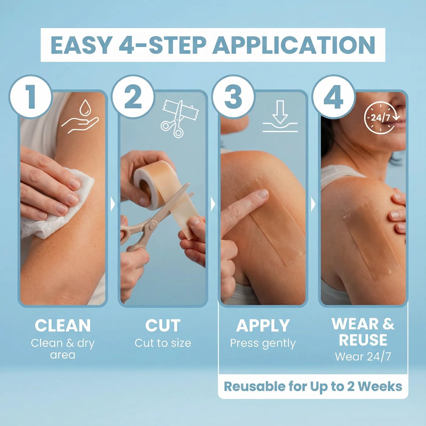 Soft, Medical Grade Silicone Tape for Scars (1.6” x 120”) - Reduce The Appearance of Surgical, C Section, Hypertrophy, Keloid Scars, & Acne Scars - Silicone Scar Tape for Surgical Scars, (3 Pack)