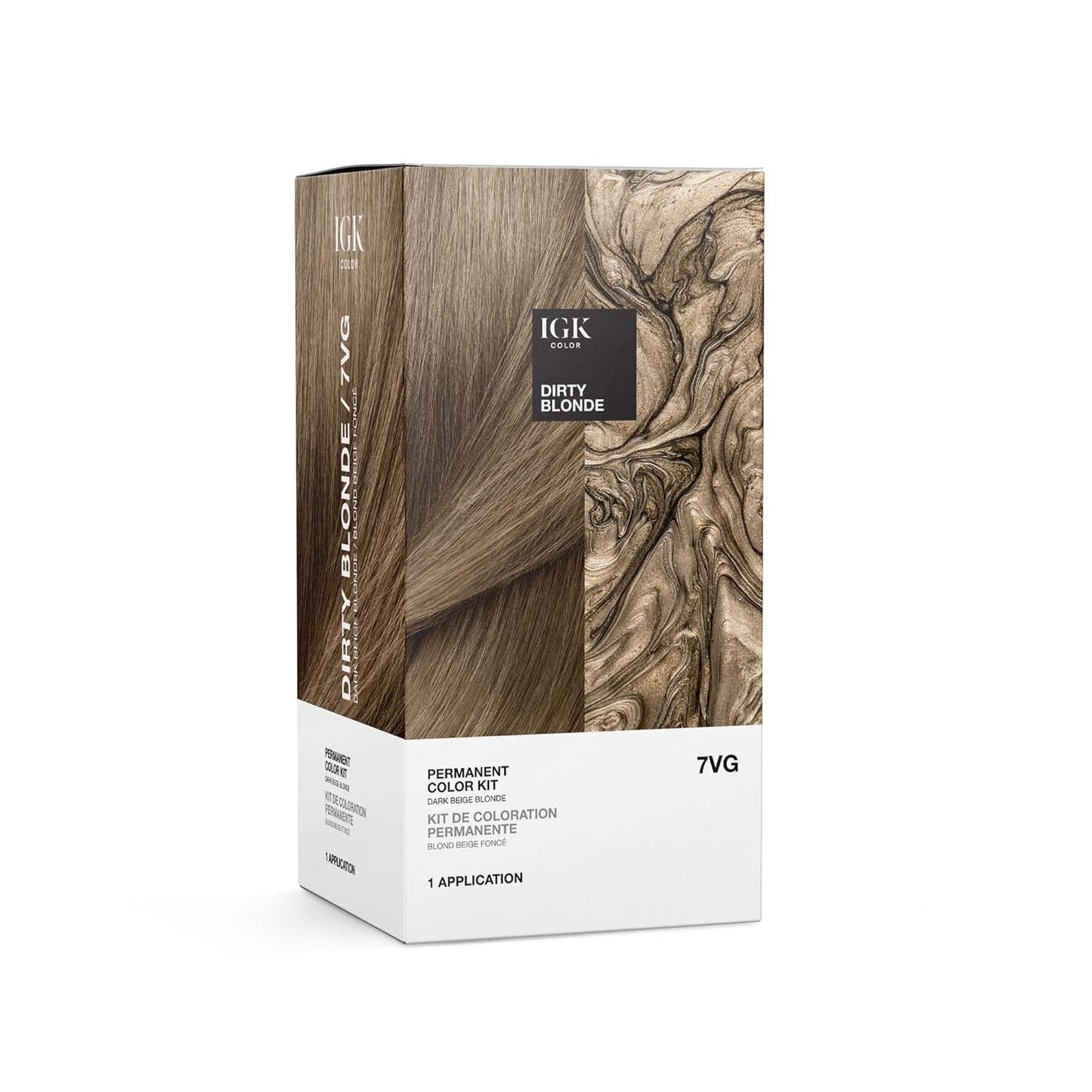 IGK Permanent Hair Dye Color Kit | 7 N Latte - Dark Natural Brown | 100% Gray Color Coverage + Strengthen + Shine | Ammonia Free