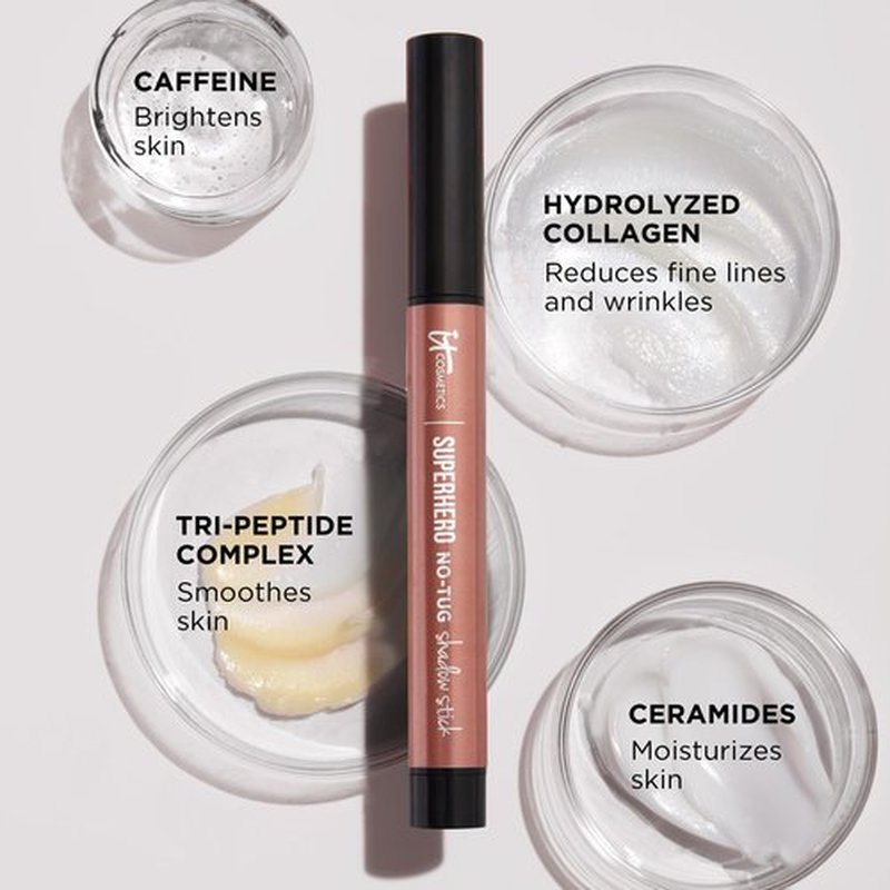 IT Cosmetics Superhero No-Tug Waterproof Eyeshadow Stick, Passionate Pearl - Ivory Pearl - Longwear, Blendable Cream Eyeshadow with Built-In Primer - Suitable for Sensitive Eyes - 0.05 oz