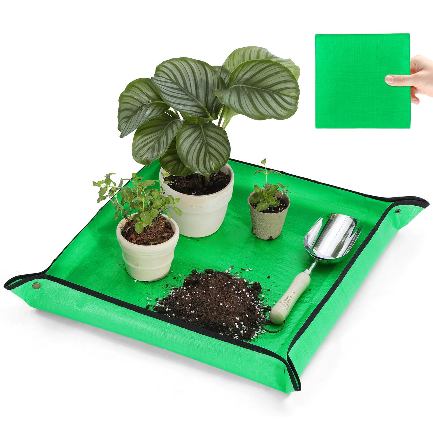 bukmialy 26.8"x26.8" Super Thick Repotting Mat for Indoor Plants - Tear-Resistant, Foldable, Double-Sided Waterproof Potting Mat for Mess-Free Indoor Gardening