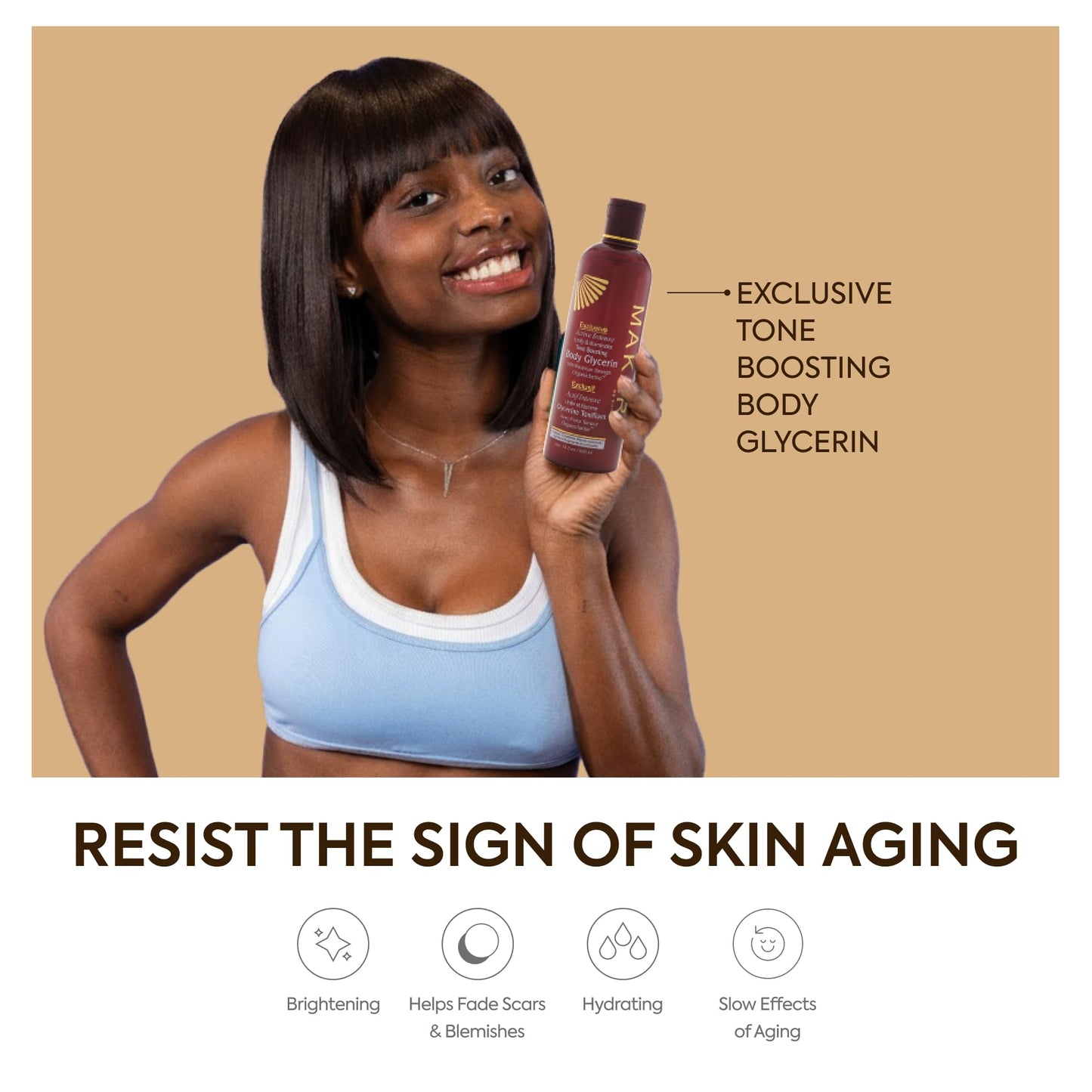 Makari Exclusive Active Intense Tone Boosting Body Glycerin (16.8 oz) | Skin-Brightening Body Glycerin | Moisturizes and Softens | Supports the Look of Even Skin Tone | for Most Skin Types