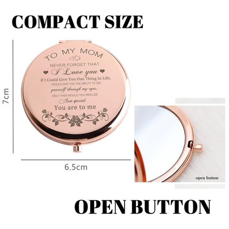 GAOLZIUY Compact Mirror Gifts for Mom, Rose Gold Compact Mirror for Mother, Birthday Gifts for Women from Daughter or Son for Mom Birthday, Mothers Day Wedding Anniversary