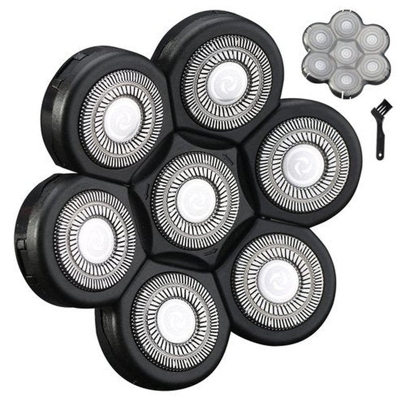 7 Blades Head Shaver Replacement Heads Electric Shaver Head Shaver Universal Replacement Blades Electric Razor for Men (7D Black)