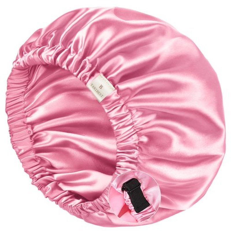 YANIBEST Silk Bonnet Satin Bonnet for Sleeping Women and Men, Adjustable Double Layer Hair Bonnet for Curly Braids Hair Light Pink
