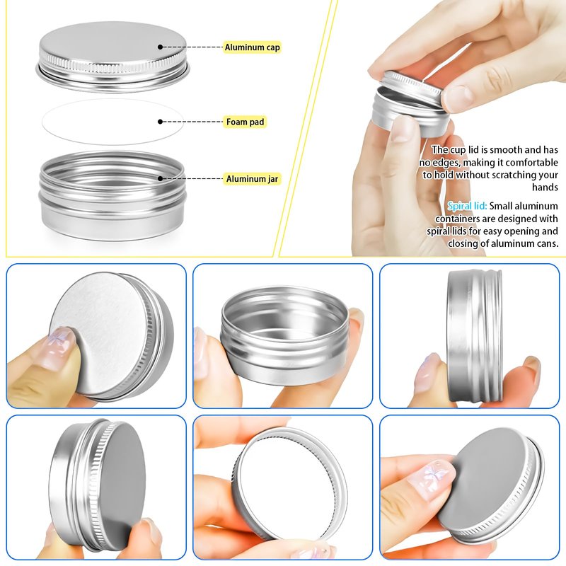MotBach 24 Pack 0.5oz Tin Jars, 15ml Metal Tin cans, 1/2 Ounce Aluminum tin can jar Containers with Lid for Lotion Bars, Beard Balm, Spices, Salve, Balms, Toiletries, Creams, Samples, Makeup Cosmetic