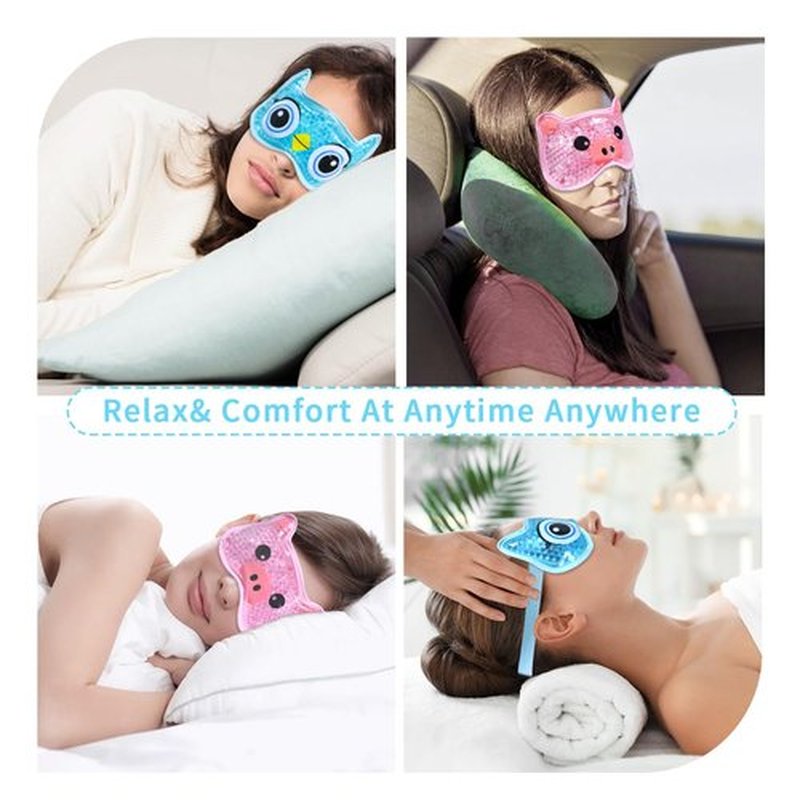 CONBELLA 2PCS Adorable Cooling Eye Mask Gel Eye Mask, Reusable Hot Cold Therapy Cold Eye mask for Post Surgery, Puffiness, Dark Circles, Eye Bags, Dry Eyes (Pig+owl)