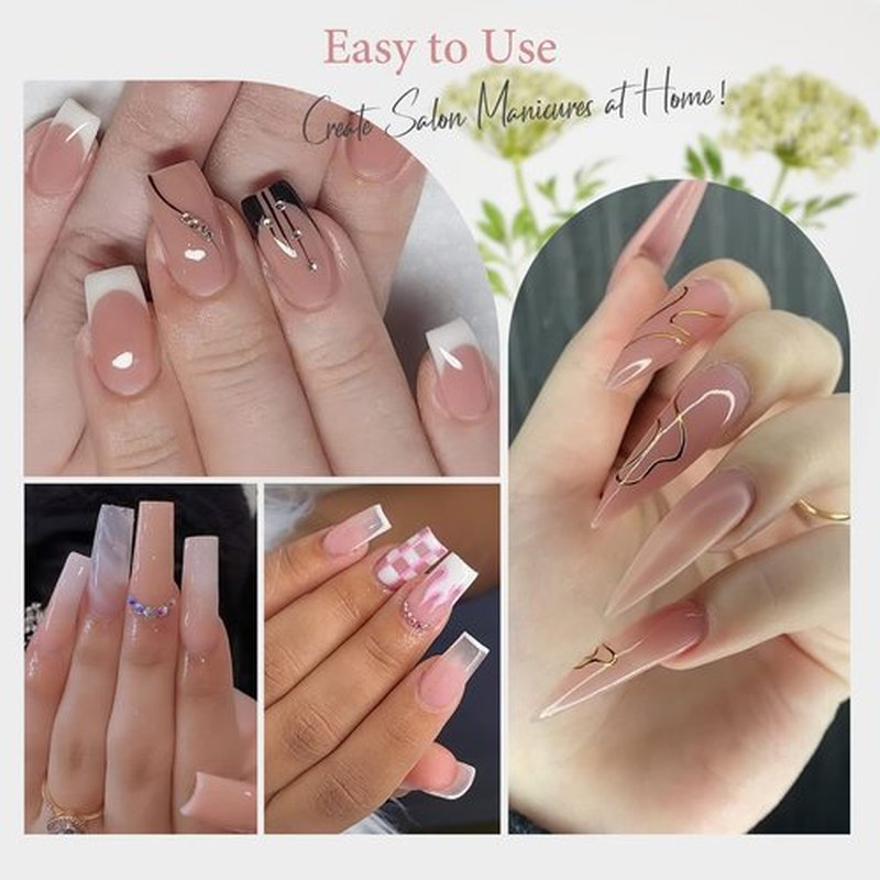 X&D Poly Gel Nail Kit Natural Clear 3 Colors Poly Nail Gel Kit Quick Dry Nail Extension Balance Builder Nail Gel Set 03