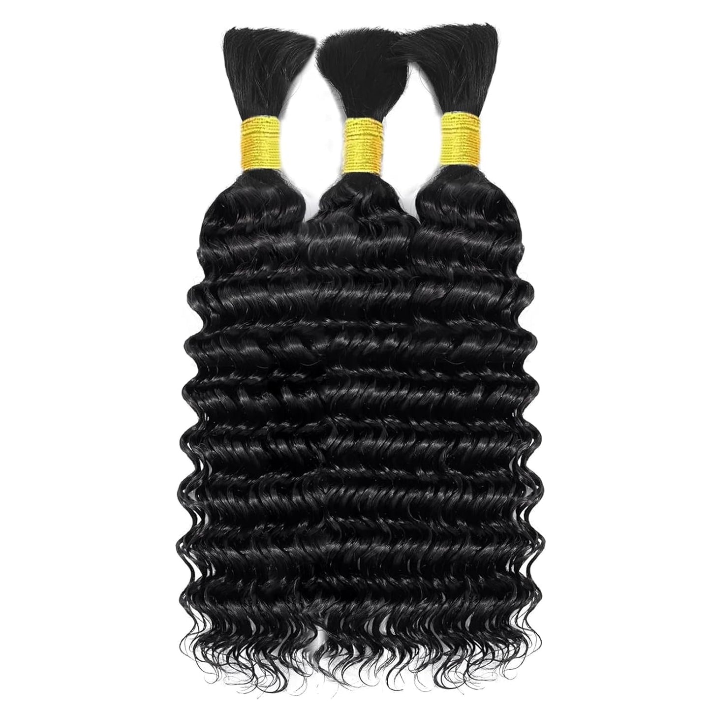 Deep Wave Bulk Human Hair For Braiding No Weft (1 Pack-1 Bundles-50g) Unprocessed Brazilian Virgin Human Hair Bulk for Micro Braids Deep Bulk Human Hair Braids (1B-Deep Wave Bulk, 50g-24 Inch)