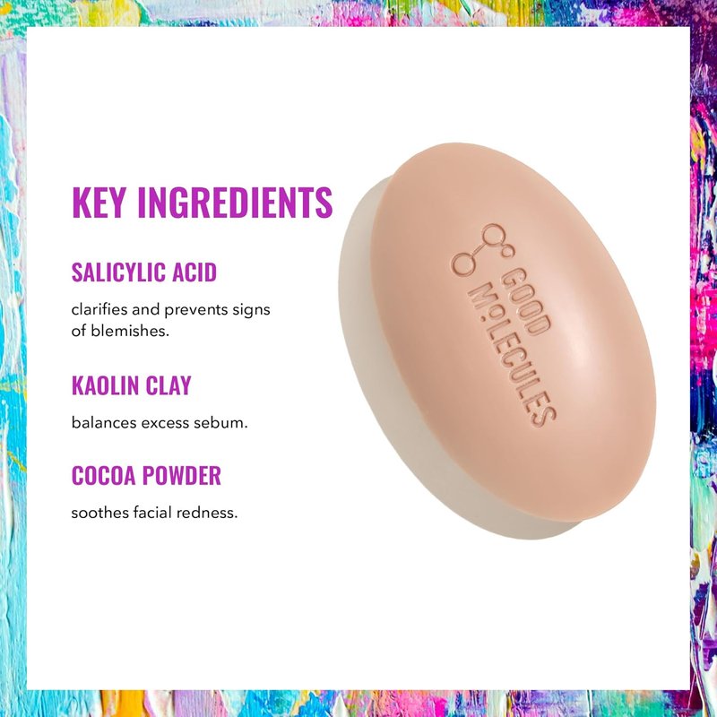 Good Molecules Clarify & Cleanse Bar | Soap-Free Salicylic Acid Cleanser for Balanced Skin Tone - Body & Face Use