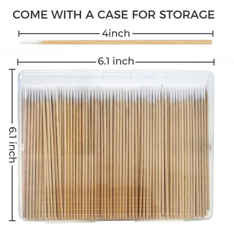 400PCS Pointed Cotton Swabs with Storage Case - Precision Tip Cotton Swabs with Wooden Sticks - Microblading Cotton Swab 4 inch - Cotton Swabs for Makeup, Tattoo Permanent Supplies