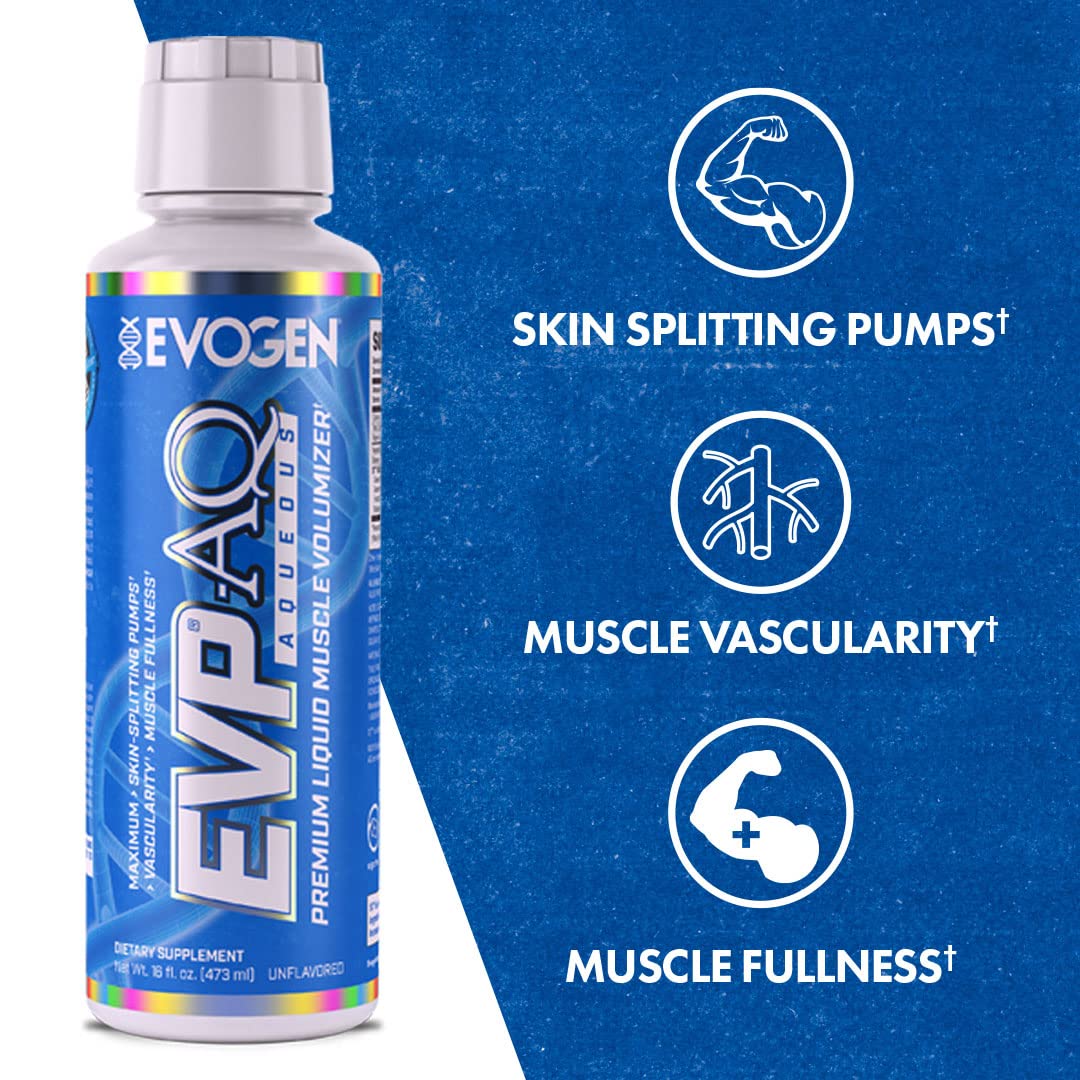 Evogen EVP AQ - Liquid Glycerol Muscle Volumizer | Pre Workout for Pumps, Vascularity, & Hydration | Premium Preworkout for Men & Women | Unflavored | 16 fl oz