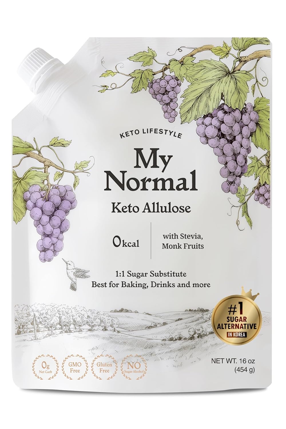 My Normal Keto Powdered Allulose 16oz - 99.8% Allulose, Monk Fruit & Stevia Blend - 1:1 Sugar Substitute, Non GMO, Gluten Free, Zero Calorie Sweetener - 0g Net Carb, No Sugar