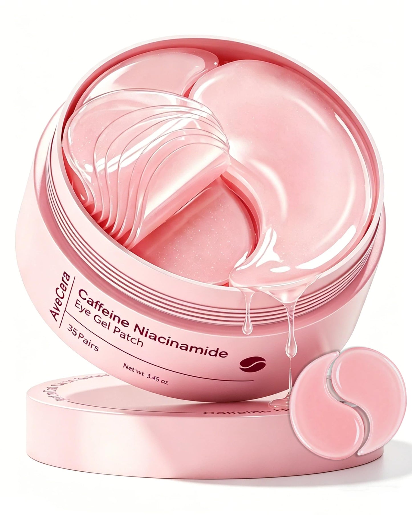 AveCera 70Pcs Caffeine Peptide Under Eye Patches for Dark Circles Puffiness, Gel Eye Masks with Rose Essence Hyaluronic Acid Niacinamide Anti Wrinkle & Fine Lines Hydrating & Cooling for Men & Women
