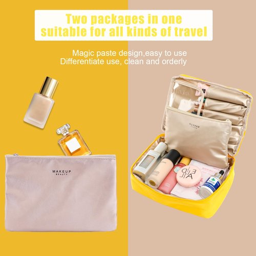 Travel Makeup Bag Cosmetic Bag Makeup Bag Toiletry bag for women and men (Yellow)