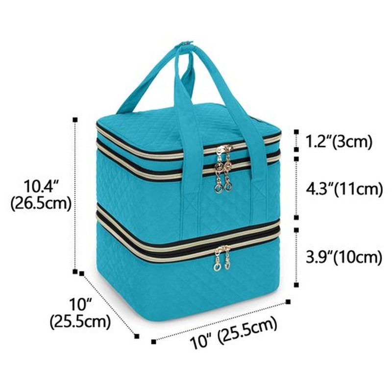 Yarwo Nail Polish Organizer Case Holds 72 Bottles (15ml/0.5 fl.oz), Detachable 3 Layers Nail Polish Storage Bag with Removable dividers for Nail Lamp and Nail Art Manicure Tools, Teal (Bag Only)
