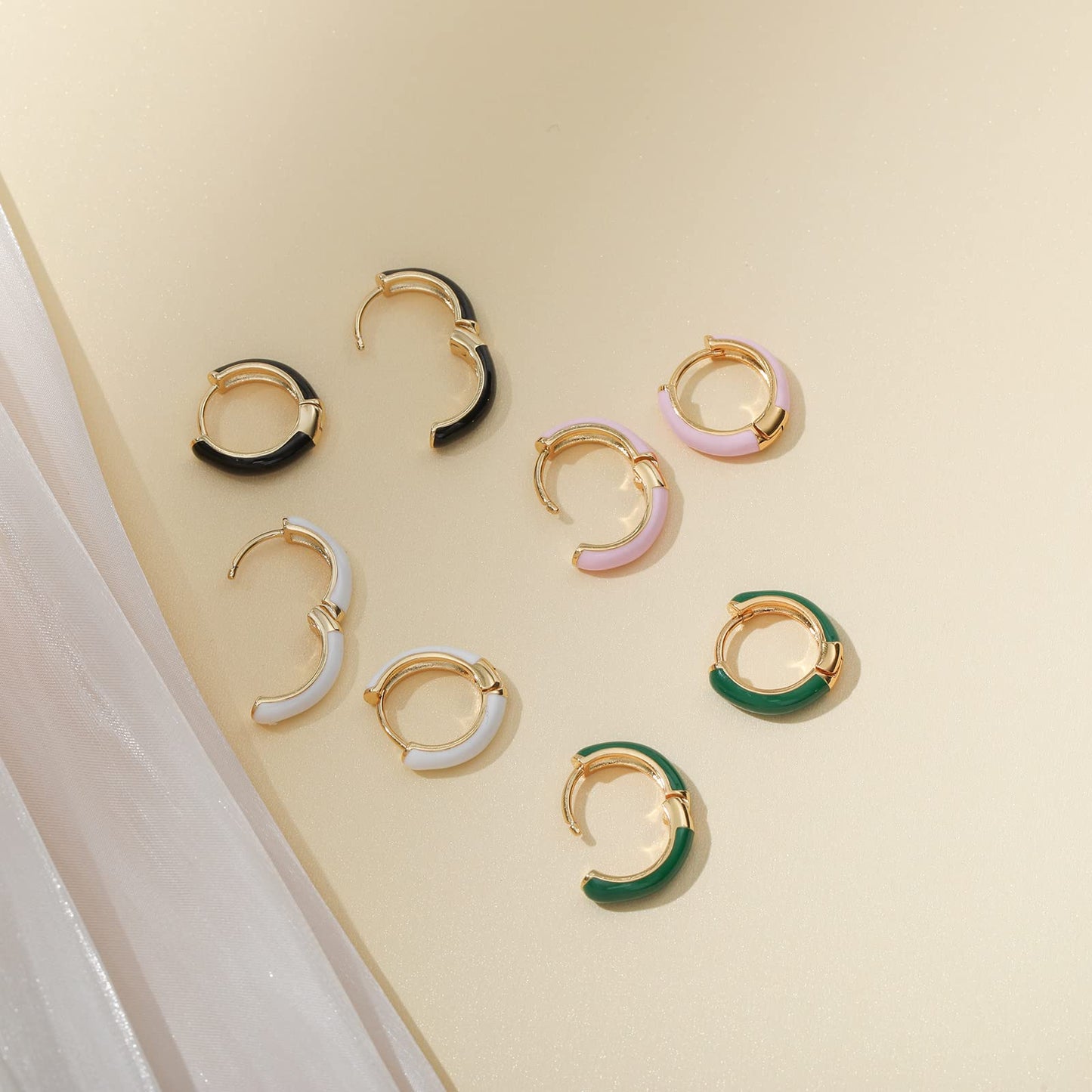Lourny Small Hoop Earrings for Women, Cute Enamel Huggie Earring