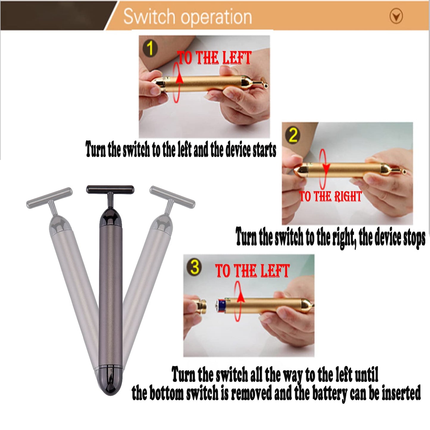 SIXIUMIE Beauty Bar Gold Face Massager for Skin Care T-Shape Facial Massager Tools Face Lifting