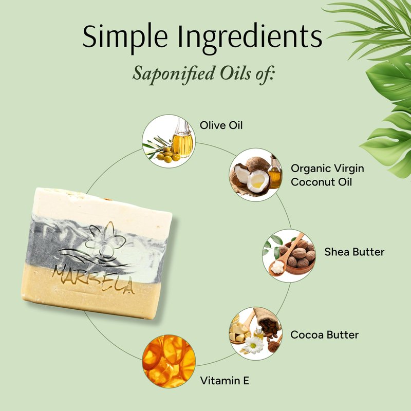 Marbela Cosmetics Handmade Soap Bar - Made in USA, Vegan Friendly, Palm Oil Free, Natural Bar Soap - Gentle Face & Body Soap for Daily Skin Care, Moisturizing & Nourishing - 3.5 oz (Sea Breeze)
