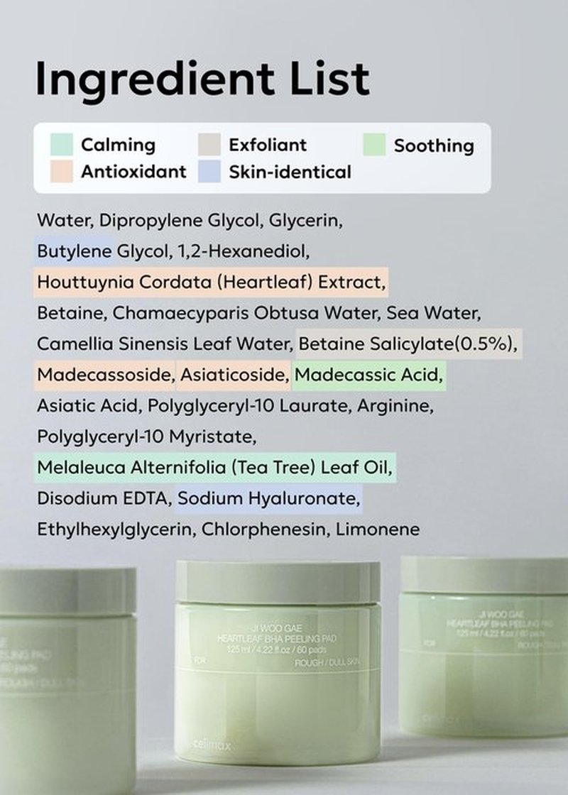 celimax Ji.Woo.Gae Heartleaf BHA Peeling Pad | with Heartleaf Extract, Exfoliating Toner Pads, Facial Peels, Hydrating, for Troubled Skin & Breakouts (60 Pads)