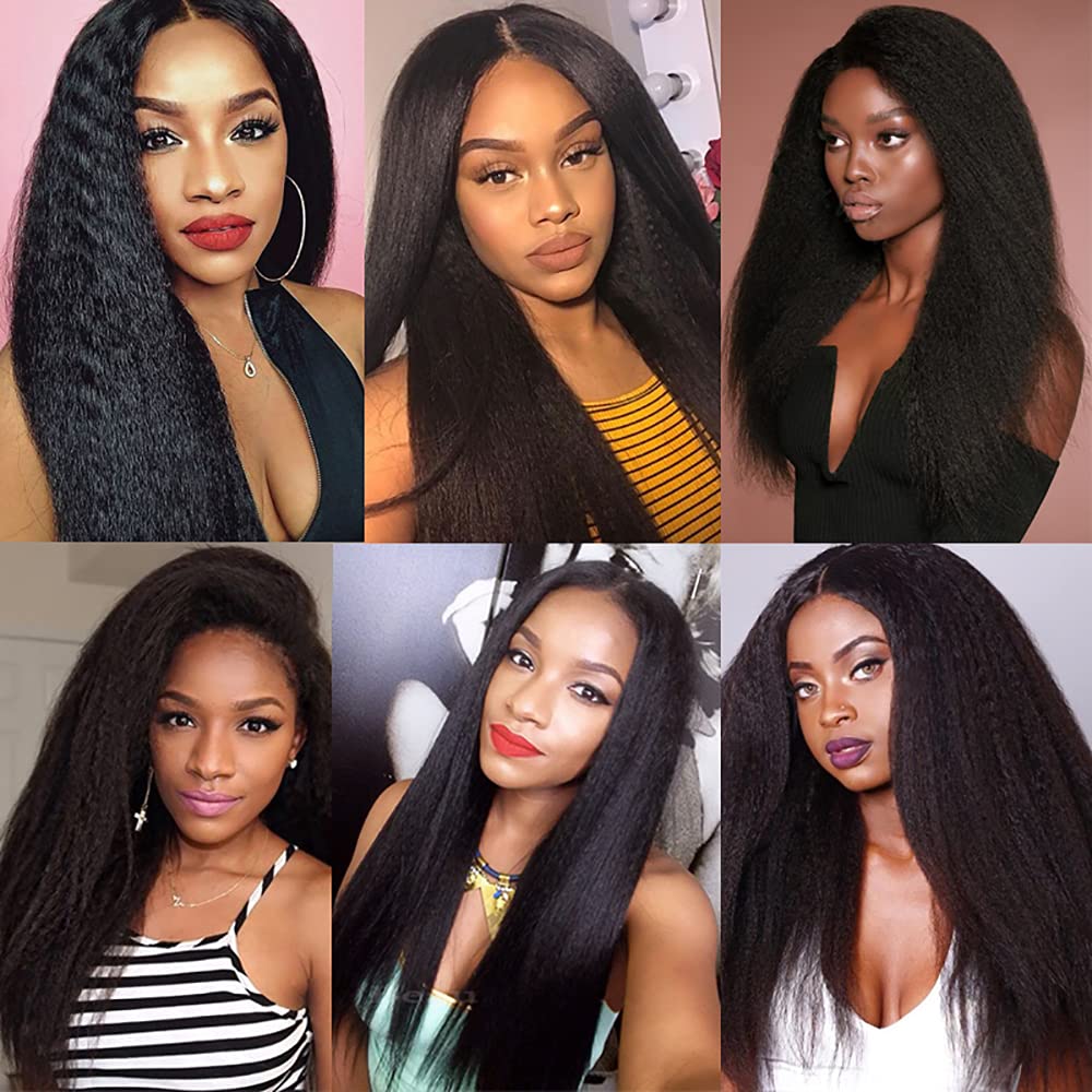 Kinky Straight Bundles Human Hair Natural Black 18 18 Inch Brazilian Yaki Straight Human Hair Bundles Unprocessed Virgin Hair 2 Bundles Kinky Straight Bundles Hair Weave