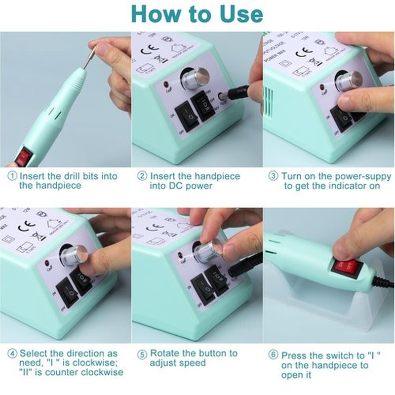 Electric Nail Drill, Cadrim Nail Drill Machine, Nail Electric Drill for Acrylic Nails Gel Nail Glazing Nail Drill Nail Art Polisher Sets Glazing Nail Drill Fast Manicure Pedicure, Green