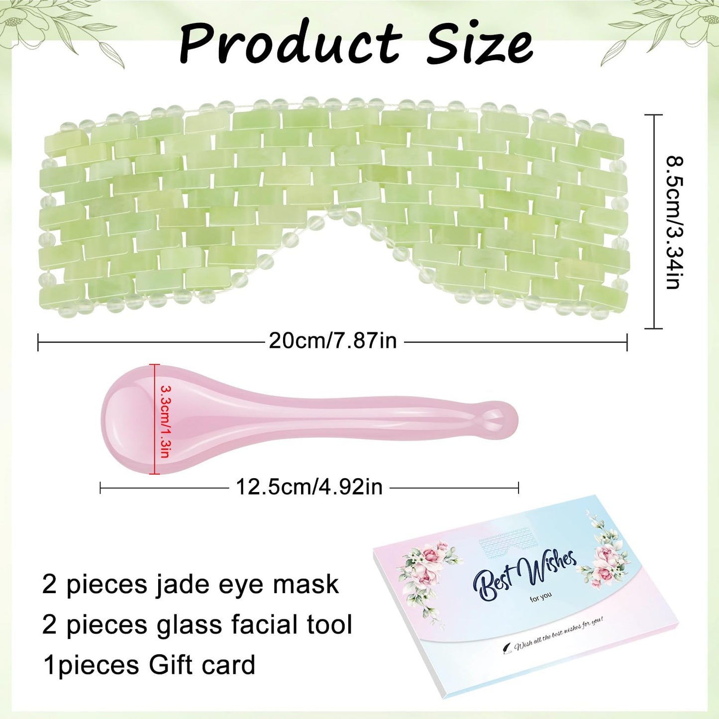 LazyGa 4 Pcs Jade Eye Mask & Skin-Safe Glass Facial Massage Tool, Jade Cooling Mask & Gua Sha Therapy Roller for Skincare Relieve Puffiness, Anti-Aging, Stress Relief