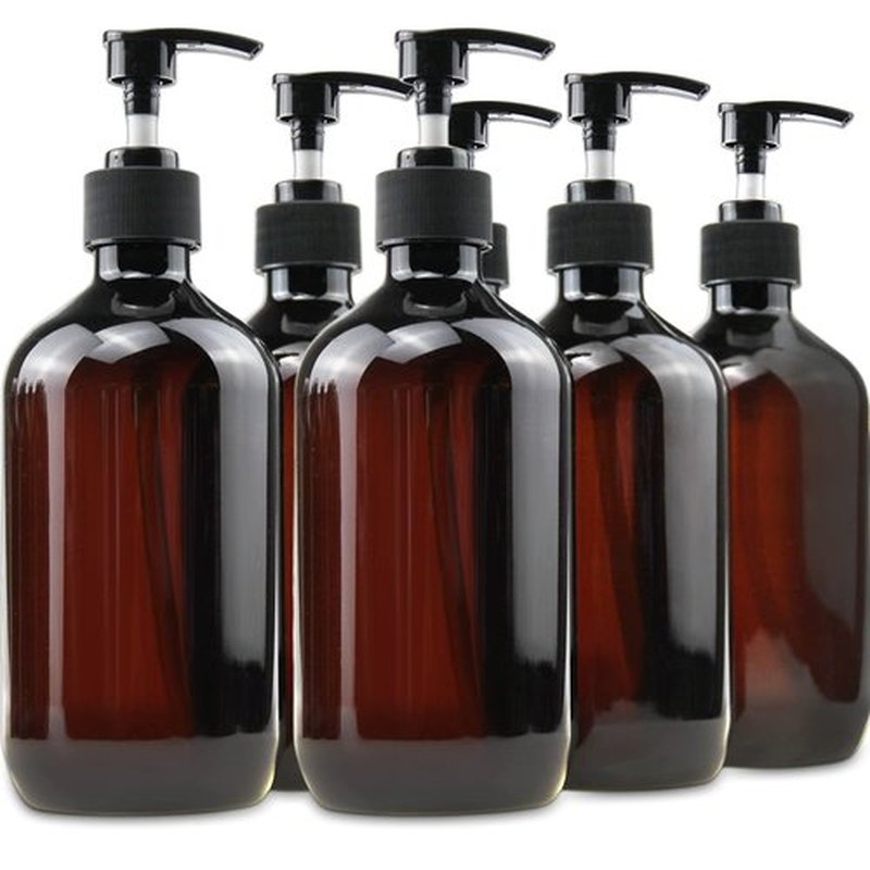 Empty Plastic Bottles with Pump Dispenser and 6pcs Labels Included, Refillable Travel Containers for Hand sanitizer Shampoo Lotion, etc - No BPA/Paraben, 500ml/16.9oz (6 Pack)
