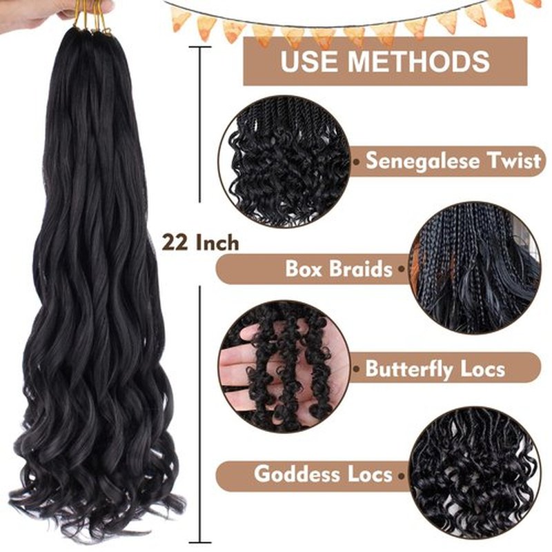 COOKOO 9 Packs 22 Inch French Curl Braiding Hair Pre Stretched Ombre Blonde Bouncy Braiding Hair Loose Wavy Spiral Curl Braids for Women Spanish Curls Synthetic Hair Extension 1B/27/613#