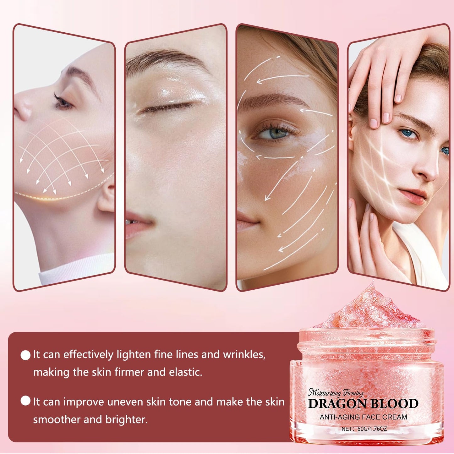 2PCS Dragons Blood Easy Cream, Dragon Blood Retinol Cream,Firming Anti Wrinkle Cream for Women Skincare, Moisturizer Nourishing Rejuvenating Cream for All Skin Types