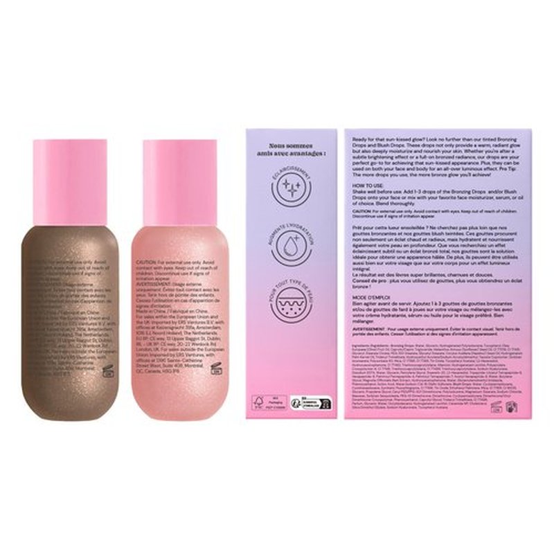 Glossmetics Sun-Kissed Glow Duo, Brightening and Moisturizing Bronzing and Blush Drops for Radiant Skin. Pack of 2
